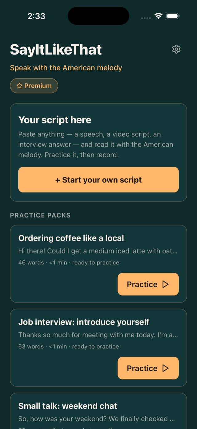 SayItLikeThat library with practice packs